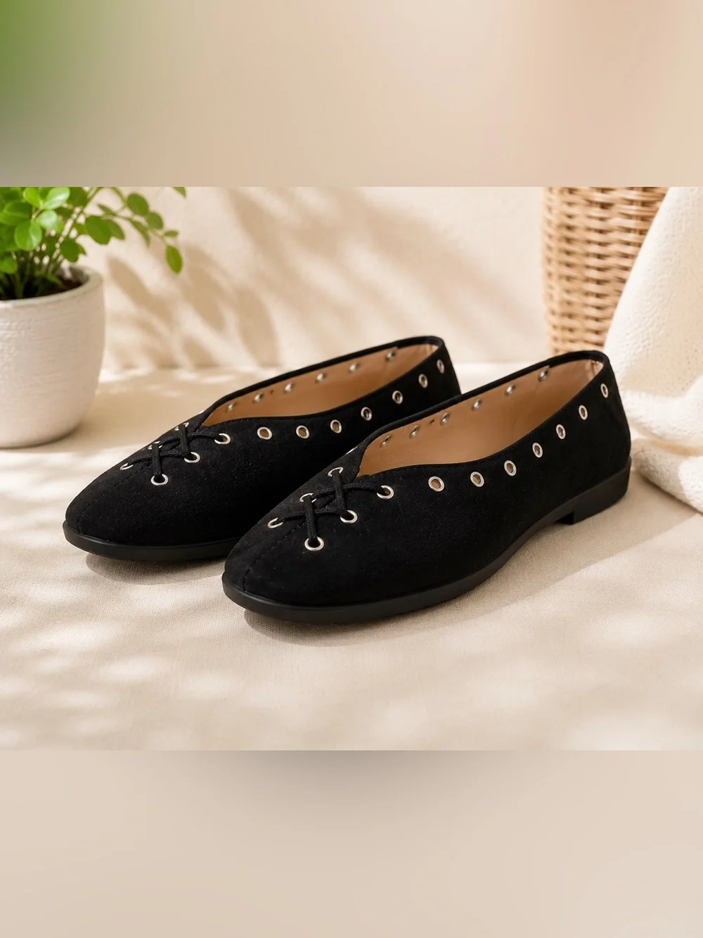 Time and Tru Black Studded Ballet Flats – Women’s Size 11